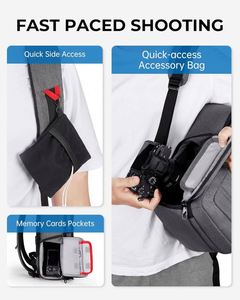 Sac à dos pour appareil photo compact, sac à dos pour appareil photo reflex numérique DSLR pour photographes, compatible avec ordinateur portable 13,3 pouces, étanche/antivol - Product Image 5