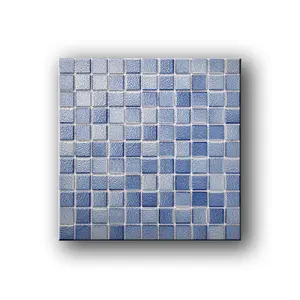 Produsen Foshan ubin mosaik kaca kolam renang biru ubin dinding latar belakang dalam ruangan kamar mandi dapur