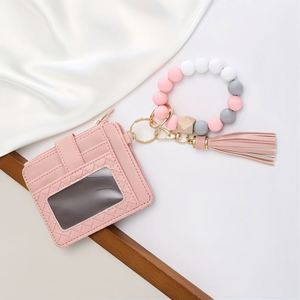 Hot Selling Zipper Bag European American Style Multi-Layer Cork Bead Wrist Wallet Keychain Bracelet <b>Coin</b> <b>Case</b> - Product Image 6
