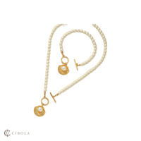 Ensemble collier et bracelet unisexe style plage, chic minimaliste, avec fermoir OT, fausses perles et coquillages - Idéal pour la fête des Mères