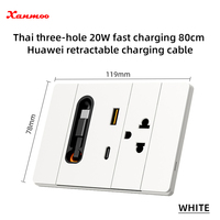 Panel de interruptores con toma USB de carga rápida tipo 118, para cargar teléfonos móviles, con TYPE-C, estándar tailandés, multifuncional, para pared.