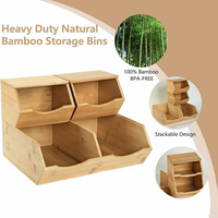 Paniers de rangement en bambou avec couvercle, empilables, paniers de rangement pour fruits et légumes, support de rangement pour collations sur le comptoir de la cuisine