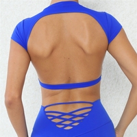 Atasan Olahraga Ketat Cepat Kering Tanpa Punggung Model Eropa dan Amerika untuk Yoga, Lari Outdoor, dengan Bantalan Dada, Kaos Fitness 8300