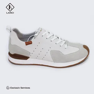 LANCI 2022 Factory Discount Custom Leather Sneakers Men Casual Sport Shoes Walking Style Shoes White