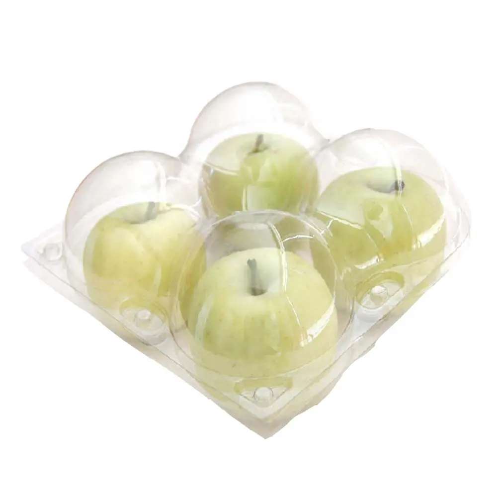 Wholesale Various Styles 2 4 6 8 Cells Plastic Fruit Blister Clear box PET Plastic Clamshell apple Packaging