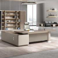 Bureau de direction fabriqué en usine, style luxe léger avec sous-meuble, mobilier de bureau pour PDG, directeur, superviseur