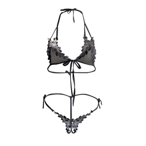 Ensemble de lingerie <span class=keywords><strong>sexy</strong></span> pour femmes, soutien-gorge en maille transparente, string, sous-vêtements, fines bretelles, dentelle, ensemble de lingerie - Product Image 5