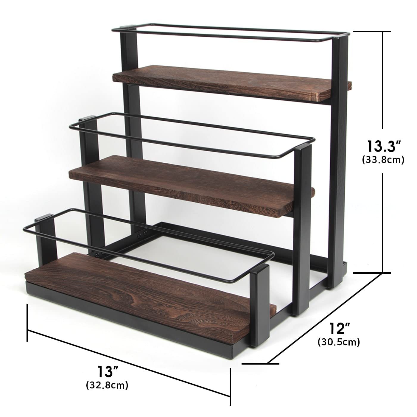 3-stöckiges Holzregal Für Flaschen – Whiskey, Spirituosen, Kaffeesirup-Organizer, 40,6x30,5x23,6 Cm