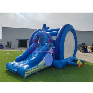 Château gonflable à thème bleu avec toboggan, motif corail de dessin animé, combo de saut <span class=keywords><strong>pour</strong></span> enfants, <span class=keywords><strong>location</strong></span> commerciale extérieure <span class=keywords><strong>pour</strong></span> fêtes - Product Image 2