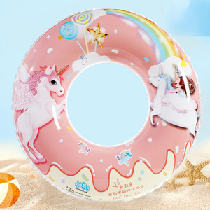 Unicorn Swimming Ring 70cm <b>Inflatable</b> <b>Float</b> For Kids Cartoon Design Round Shape PVC Material - Product Image 3