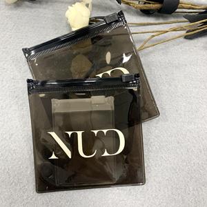 Custom Black Translucent PVC Bag for Apparel Cosmetics Packaging White Logo Printing OEM - Product Image 4