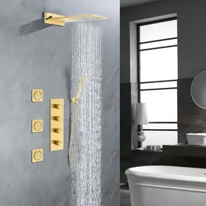 Modern altın yağış duş seti pirinç duş sistemi