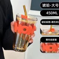 Tasse en Verre à Motif de Cerf Haut de Gamme, Tasse d'Eau d'Été avec Lettres, Tasse à Paille Tendance, Article Promotionnel, Cadeau de Fête du Travail, Vaisselle