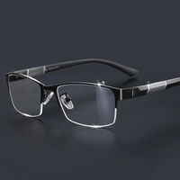 Lunettes Optiques Anti-Lumière Bleue pour Hommes d'Affaires, Monture Demi-Cerclée Ultralégère, Montures de Lunettes d'Ordinateur en Métal Unisexe, Forme Carrée Diamant