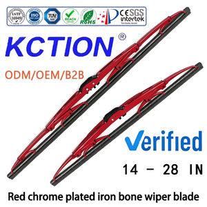 Spazzole tergicristallo KCTION 2026 con telaio in metallo cromato rosso, universali con attacco a U, per auto, da 14 a 28 pollici, per tutte le stagioni - Product Image 1