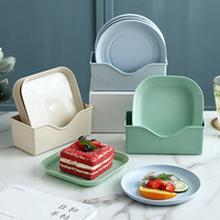 10 Stuks Serviesgoed Set Fruit Snoep Serveware Spit Bot Dienblad Niet-Toxine Snack Gerechten Tarwestro Plastic Borden