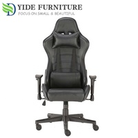 Chaise de Gaming tout en cuir noir Silla, Chaise avec jambes, Logo à personnaliser, pour jeux vidéo
