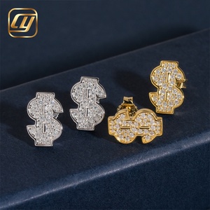 Boucles d'oreilles clous Moissanite en forme de dollar, en argent 925 plaqué or 18 carats, style Hip-hop, unisexe, pour usage quotidien, sertissage pavé, certificat GIA - Product Image 6