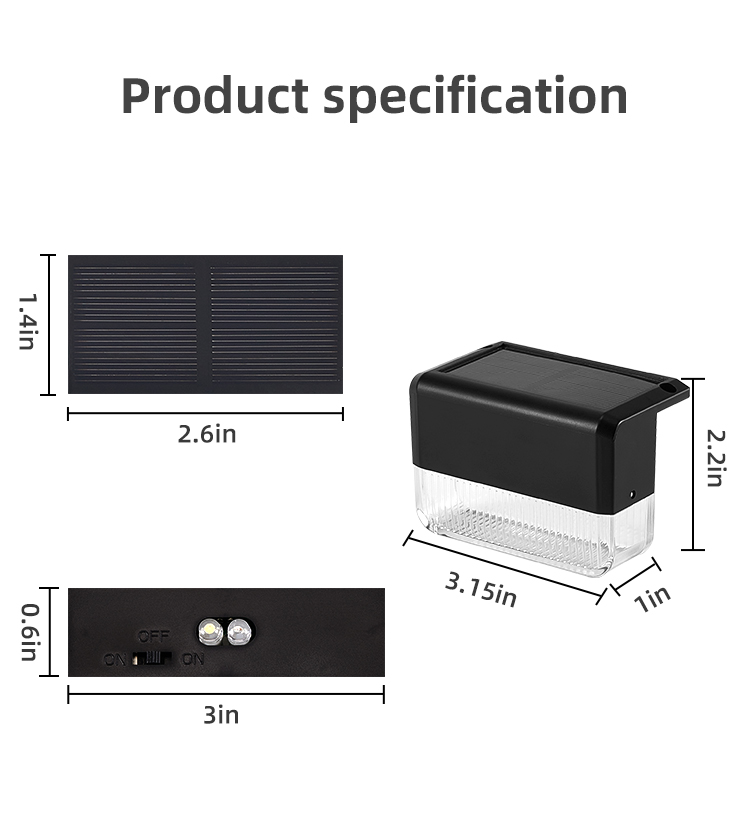 Polycrystalline Silicon Waterproof Fence Lights IP65 NI MH Battery 600MAH