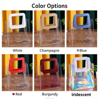 Sac fourre-tout en PVC transparent avec logo imprimé personnalisé, sac cadeau en plastique, sac de shopping
