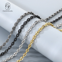 Ensemble de bijoux collier chaîne minimaliste style neutre en acier inoxydable avec fermoir rectangulaire créatif de 6 mm et chaîne à maillons ronds