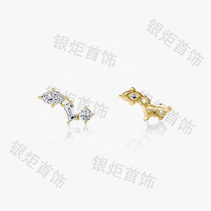 LOZRUNVE Silber 925 Schmuck Französischer Stil Filigrane Mehrfach Geformte Kristall Baguette Marquise Ohrstecker - Product Image 5