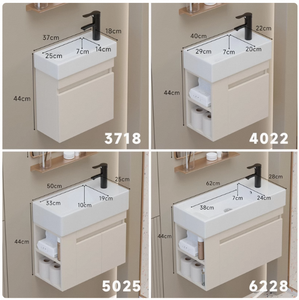 Conjunto de Mueble de Baño Compacto con Lavabo Integrado de Cerámica <span class=keywords><strong>para</strong></span> <span class=keywords><strong>Baños</strong></span> <span class=keywords><strong>Pequeños</strong></span> - Product Image 4