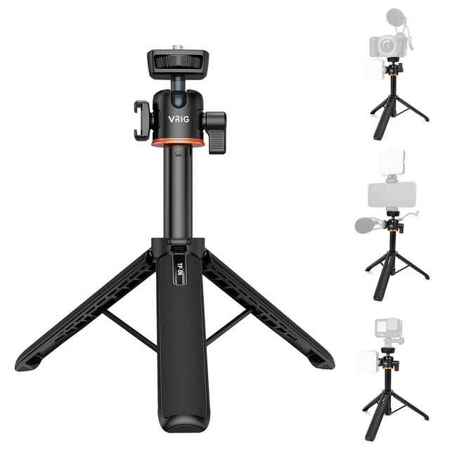 TP-06 Portable Selfie Stick Tripod Stand With 1/4 Inch Screw Cold Shoe Mount for Vlog Live Streaming Selfie Video Recording