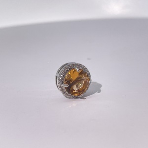 Pendientes de Botón Clásicos de Latón Chapado en Oro con Cuatro Puntas de Tianyu Gems para Mujer con Circonita Naranja de Corte Brillante Redondo - Product Image 5