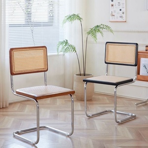 Offres promotionnelles : Chaises de <span class=keywords><strong>salle</strong></span> à <span class=keywords><strong>manger</strong></span> en rotin avec dossier en canne et pieds en acier inoxydable, design nordique, mobilier de maison - Product Image 6