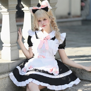 Vestido <span class=keywords><strong>de</strong></span> sirvienta original en blanco y negro, lindo estilo Lolita, uniforme <span class=keywords><strong>de</strong></span> cafetería, <span class=keywords><strong>para</strong></span> mujer, talla <span class=keywords><strong>grande</strong></span> - Product Image 1