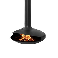 Cheminée suspendue en bois en forme de soucoupe volante UFO, cheminée de plafond à flamme réelle sphérique pour la décoration intérieure de la maison