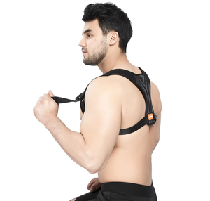 Ceinture de soutien dorsale rembourrée réglable de haute qualité, correcteur de posture noir - Product Image 4