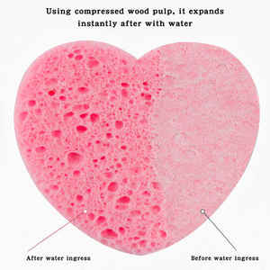 Éponges pour le visage compressées en cellulose rose naturelle en forme de coeur masque exfoliant de <span class=keywords><strong>spa</strong></span> cosmétique éponge nettoyante pour le visage vente en gros - Product Image 4