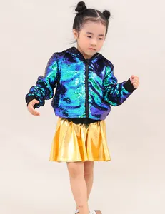 Long sleeve Girls Sequin Jackets Glitter Party Wear Hooded Jacket Baby Girl Jacket Coats for Girls Kids Clothing