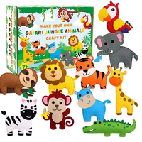 Jouet de couture éducatif précoce en feutre de laine DIY pour enfants, animaux du zoo de Noël, certifié sûr