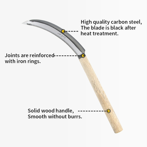 Japanese Style Agricultural Sickle 206C Wooden Handle - Professional High Carbon Steel Blade Rice Harvesting - Product Image 5