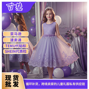 Robe de princesse violette pour filles Baihui, sans manches, jupe en tulle, robe en maille brodée pour mariage ou fête - Product Image 4