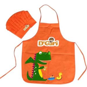 Cheap Wholesale <b>Kids</b> Baking Apron Sets for <b>Painting</b> & Baking Unisex Polyester/Cotton Chef Hat Set with Custom Logo - Product Image 4