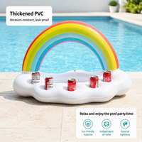 Bar à glace gonflable en PVC écologique arc-en-ciel, plateau à glace à 5 trous, porte-boissons flottant, taille personnalisable pour piscine, plage, fête d'été