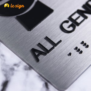 Letrero personalizado de acero inoxidable y plata cepillada, señal de barrera para el baño, señal Braille, gran oferta, 2022 - Product Image 6