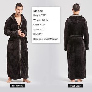 <strong>Mens</strong> Robes Big Tall Hood Two Tone Flannel Fleece Contrast Bathrobe Full Length Plush Long <strong>House</strong> <strong>Coat</strong> 100 Polyester - Product Image 2