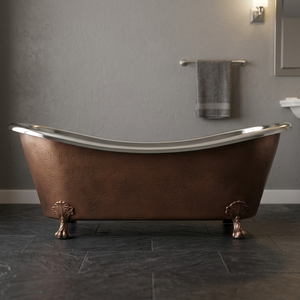 Baignoire ovale autoportante antique en métal finition bronze, design durable pour adultes - Product Image 2