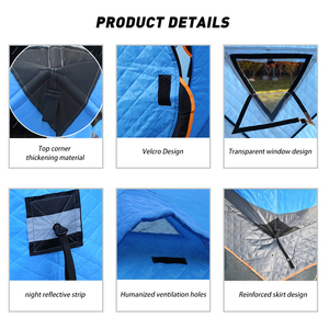 Tente de pêche sur glace en coton, cubique à double porte, épaisse, de luxe en hexagone, Oxford 210D, pour 6 à 8 personnes, hiver - Product Image 4