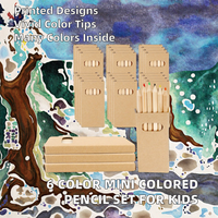 H&B 6 Couleurs HB Mini Crayons de Couleur Courts Ensemble Boîte en Papier Kraft Combinaison Multicolore Crayons à Dessiner pour Enfants