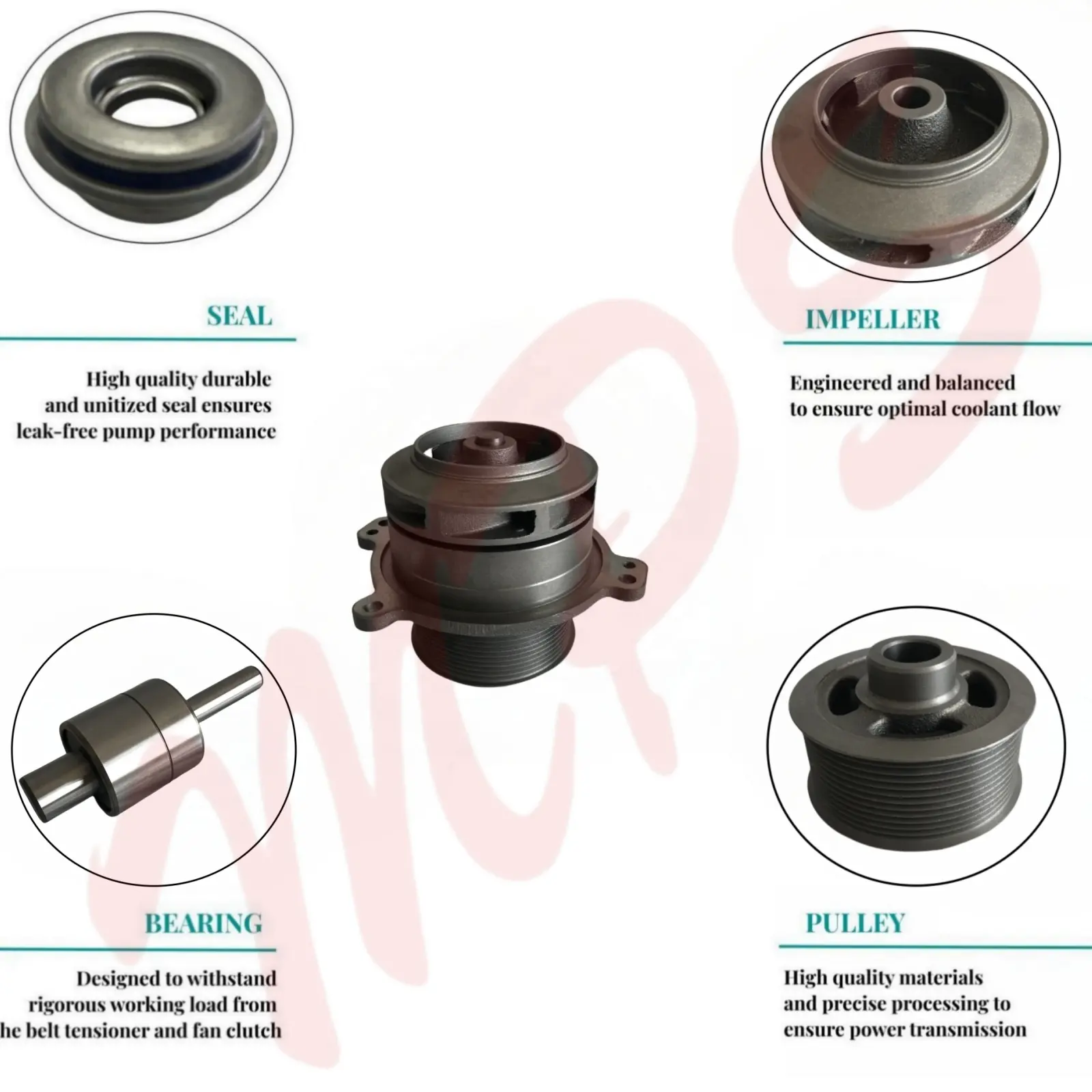 Bomba de água para sistema de refrigeração de caminhões pesados OE 500356553 5801931139 para Iveco Eurostar Eurotech Eurotrakker Stralis Trakker