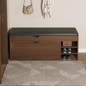 Meuble à chaussures rotatif en bois moderne, étagère à 3 niveaux, nouveau design, présentoir à chaussures, banc étagère, mobilier de maison, salon - Product Image 5
