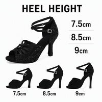 Chaussures de danse latine, chaussures de danse de fête, chaussures de tango et de salsa à talons hauts, baskets de danse pour filles, sandales à diamants, chaussures de mariage noires pour femmes