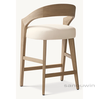 Tabouret de bar à manger en bois de chêne massif au design moderne Mobilier élégant avec dossier profilé en forme de ruban