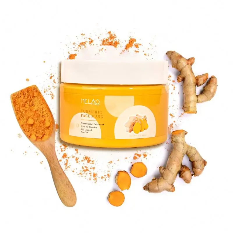 Turmeric clay mask face private label honey organic whitening cream facial and milk natural mud small repairs anti-aging powder